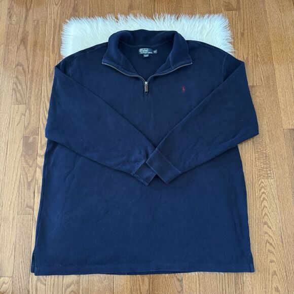 Vintage Polo Ralph Lauren Sweater Men’s 3XL Tall Ribbed Knit 1/4 Zip Pony Logo - Picture 1 of 7